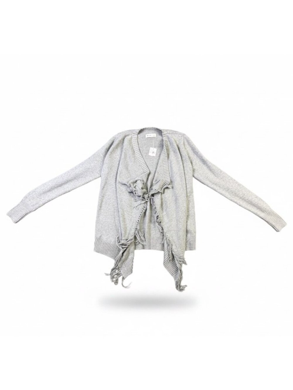 Hollister Gray Fringe Open-Front Lightweight Cardigan Sweater Size S